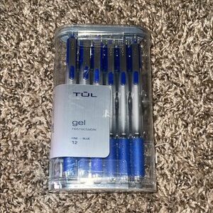 Blue Gel Retractable Pens - Pack of 12, Fine point